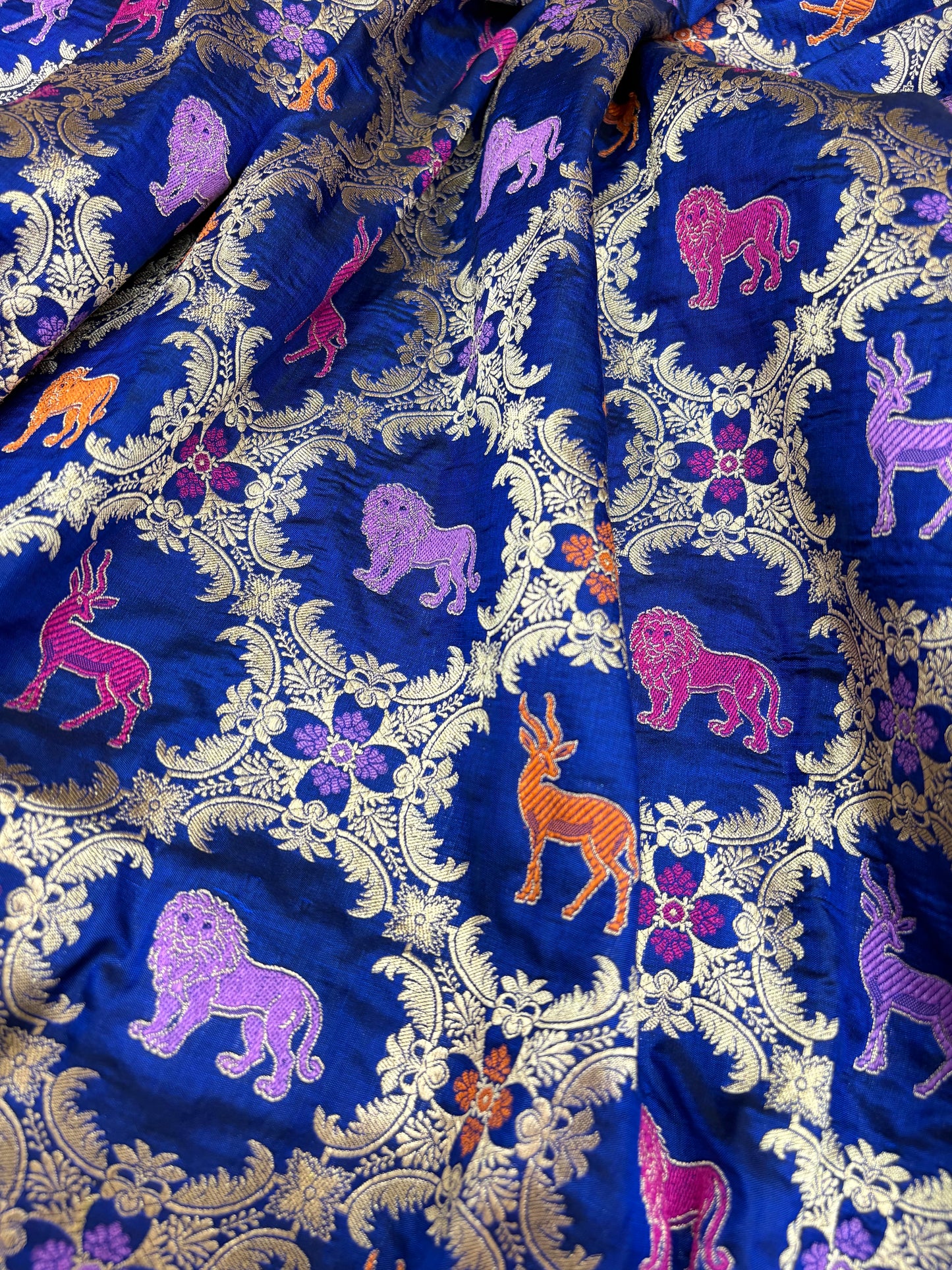 Royal Blue Pure Banarasi Katan Silk Saree with Animal Figure Weaving (PK22)