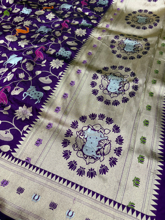Pure Banarasi Meenakari Silk Saree – Rajsi Jangla (Animal Figure) (PK 24)