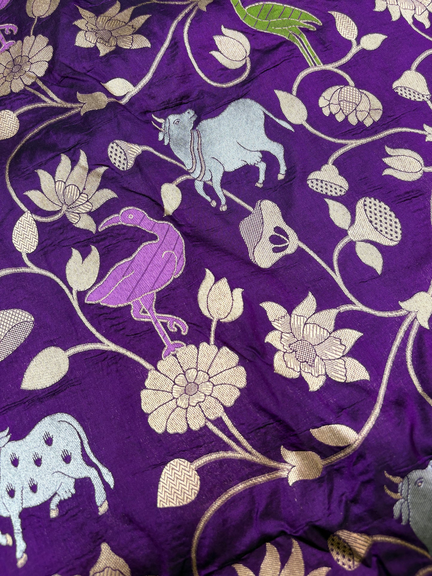 Pure Banarasi Meenakari Silk Saree – Rajsi Jangla (Animal Figure) (PK 24)