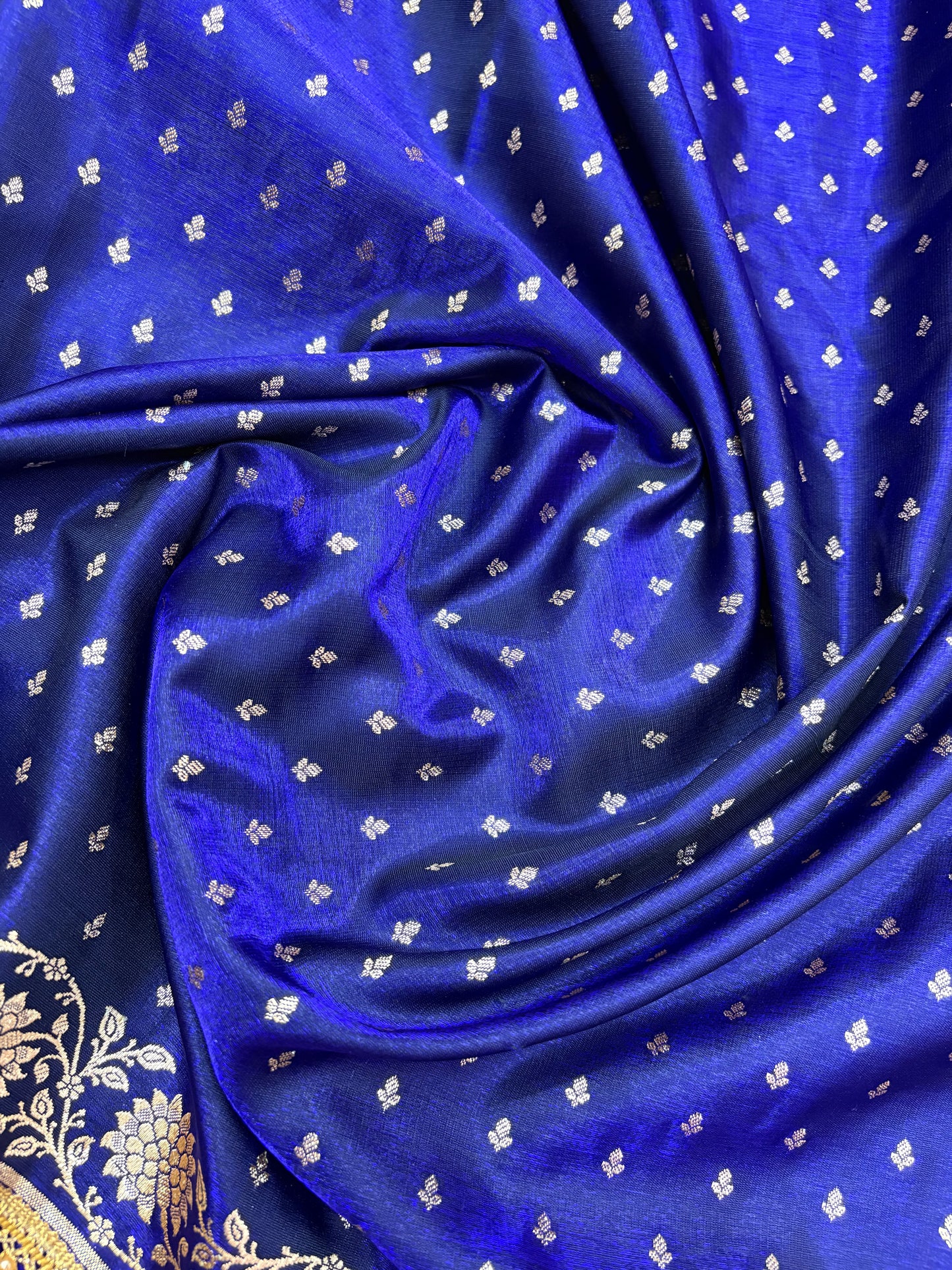 Royal Blue Satin Silk Saree with Banarasi Zari Weaving