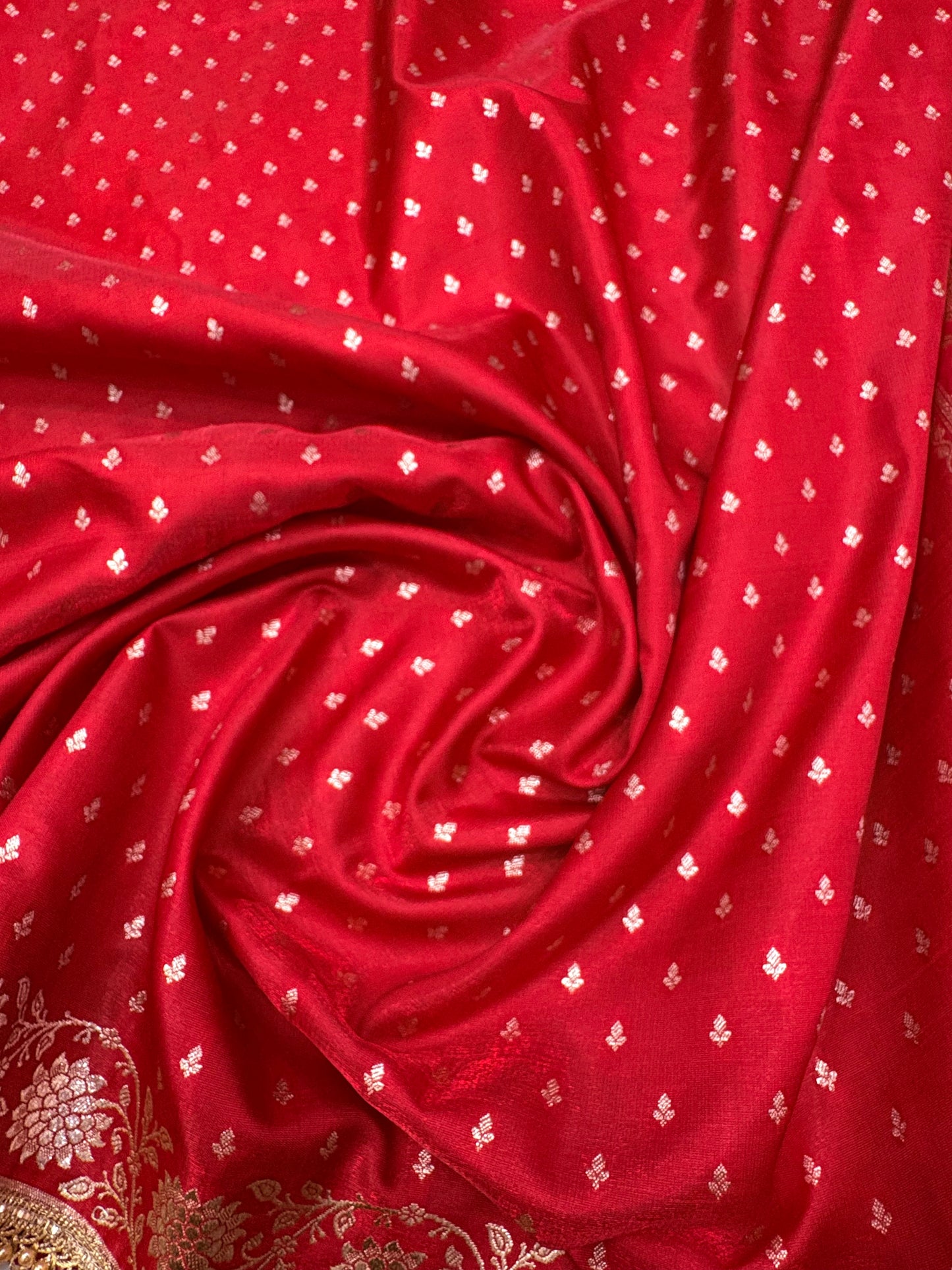 Red Satin Silk Saree with Banarasi Zari Weaving