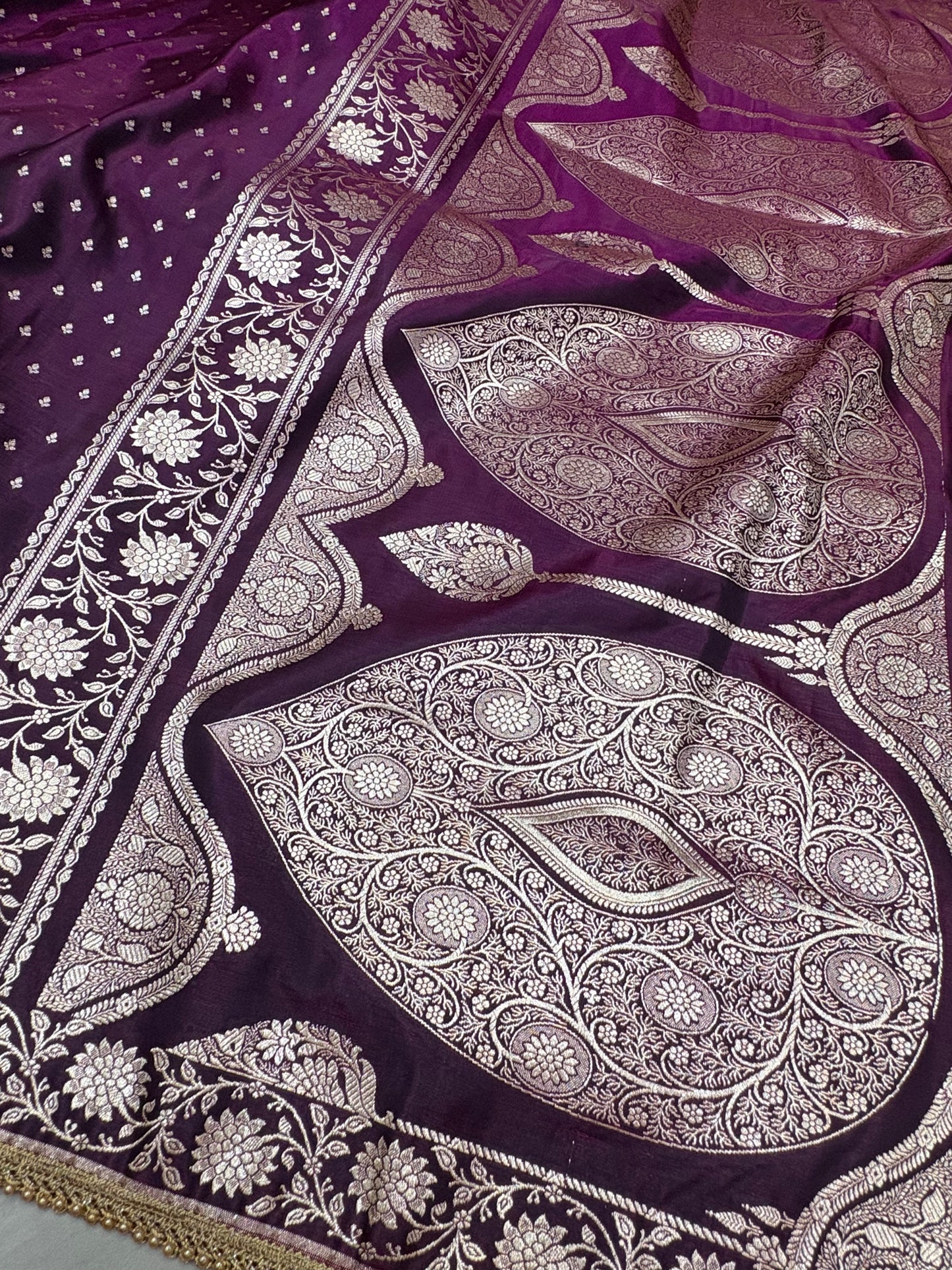 Magenta Satin Silk Saree with Banarasi Zari Weaving (S4)