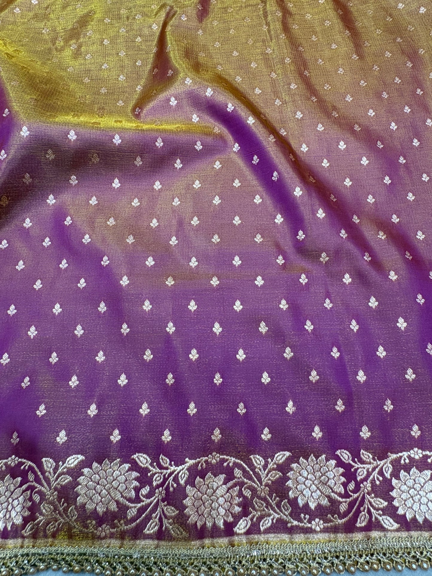 Shaded Magenta Satin Silk Saree with Banarasi Zari Weaving (S3)