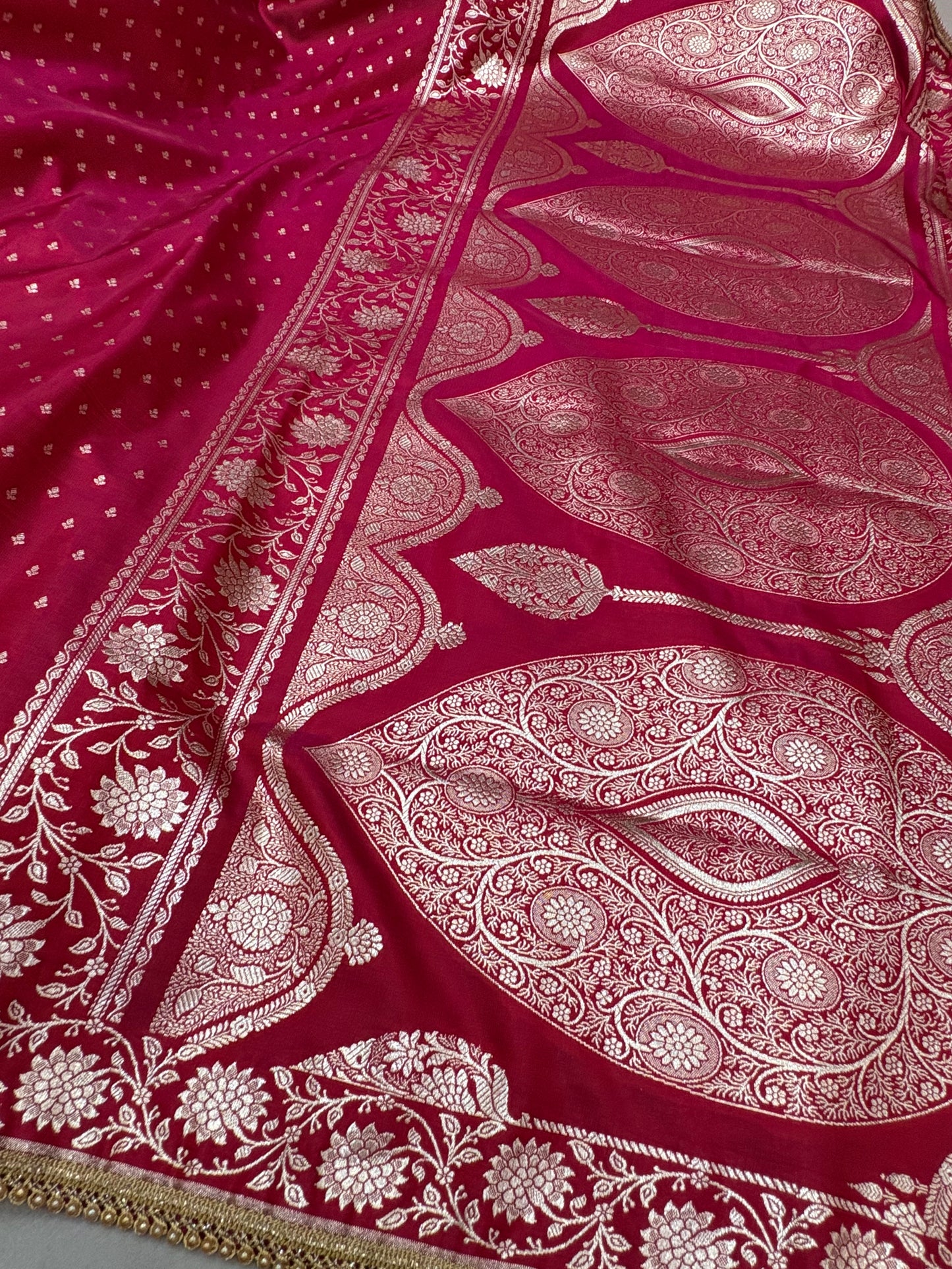 Maroon Satin Silk Saree with Banarasi Zari Weaving (S6)