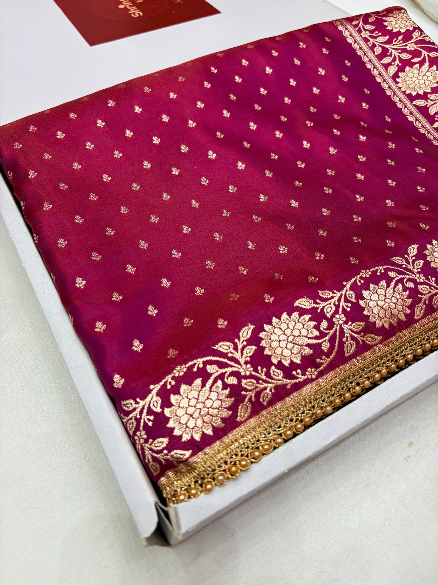 Rani Pink Satin Silk Saree with Banarasi Zari Weaving (S5)