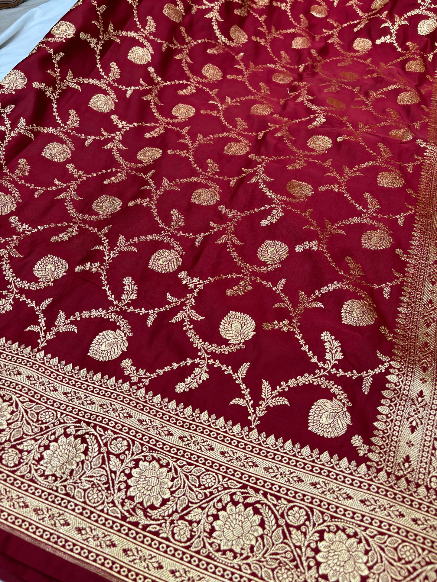 Maroon Katan Banarasi Saree