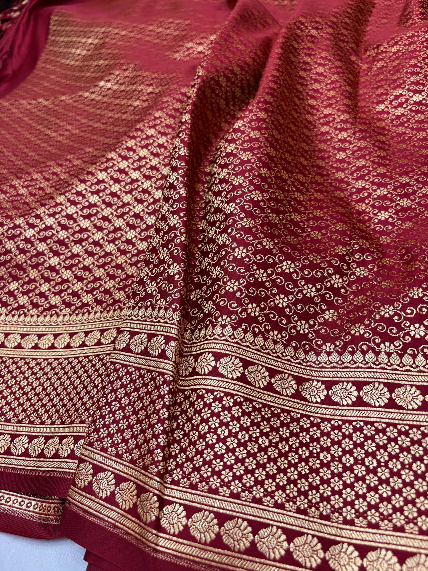 Maroon Katan Banarasi Saree