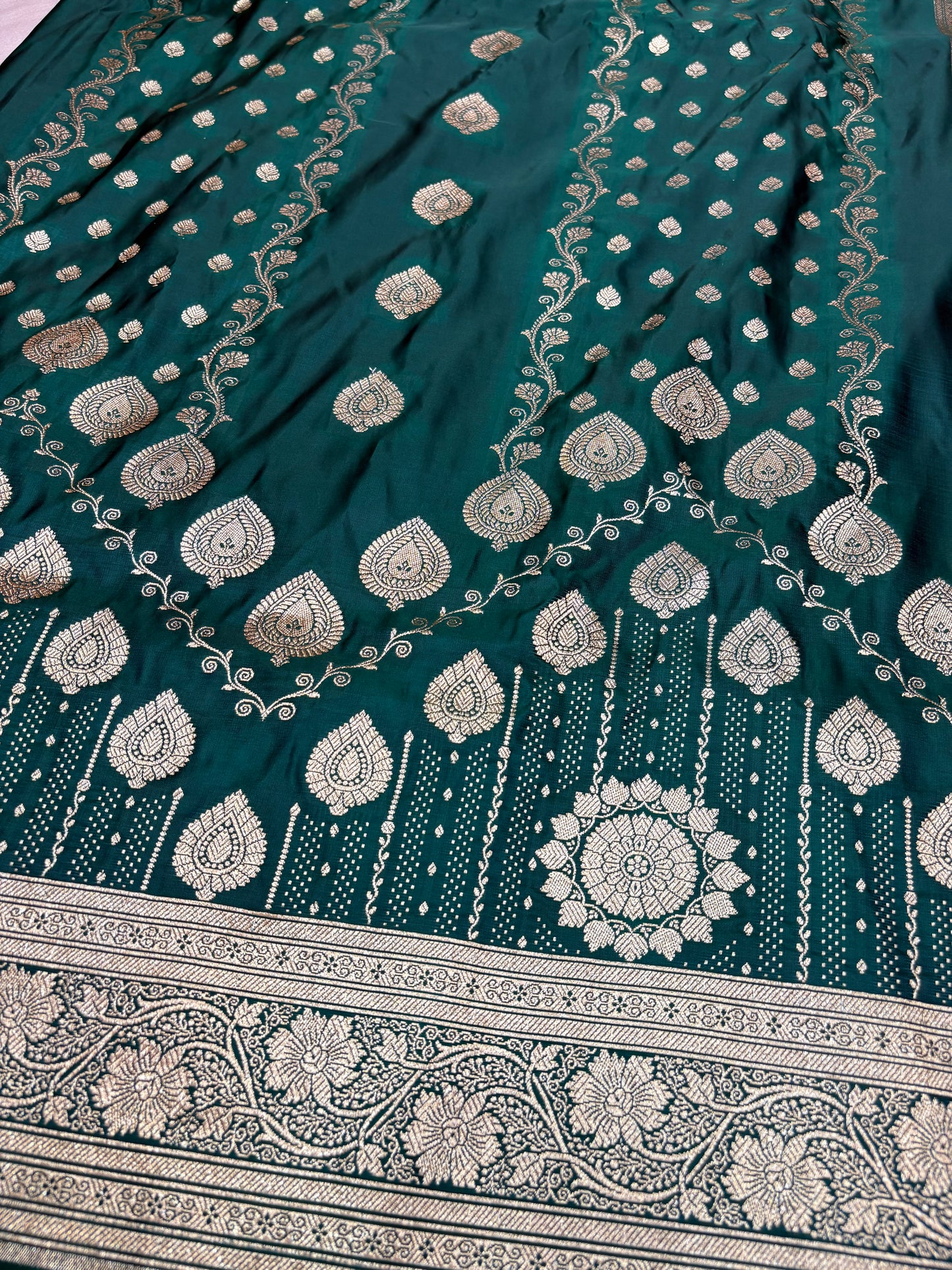 Green Katan Banarasi Saree (K62)