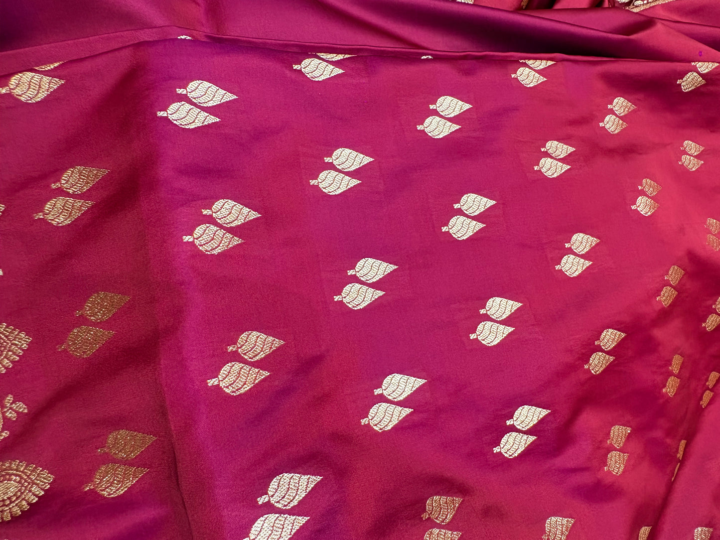 Banarasi Katan Silk Saree in Rani Pink with Zari Butis Grand Floral Pallu (K66)