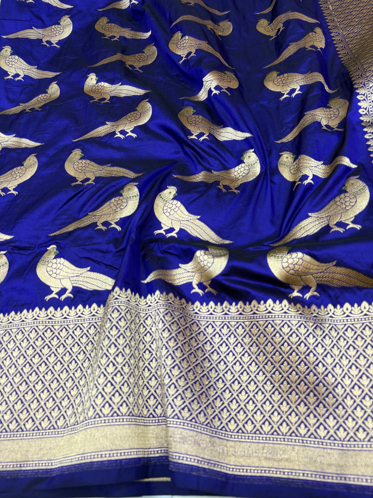 Royal Blue Pure Banarasi Katan Figure Saree (PK27)