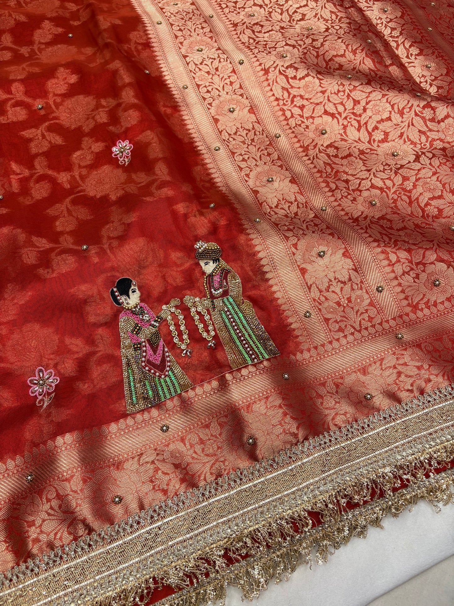 Banarasi Tissue Saree with Varmala Zardozi Handwork (T9)