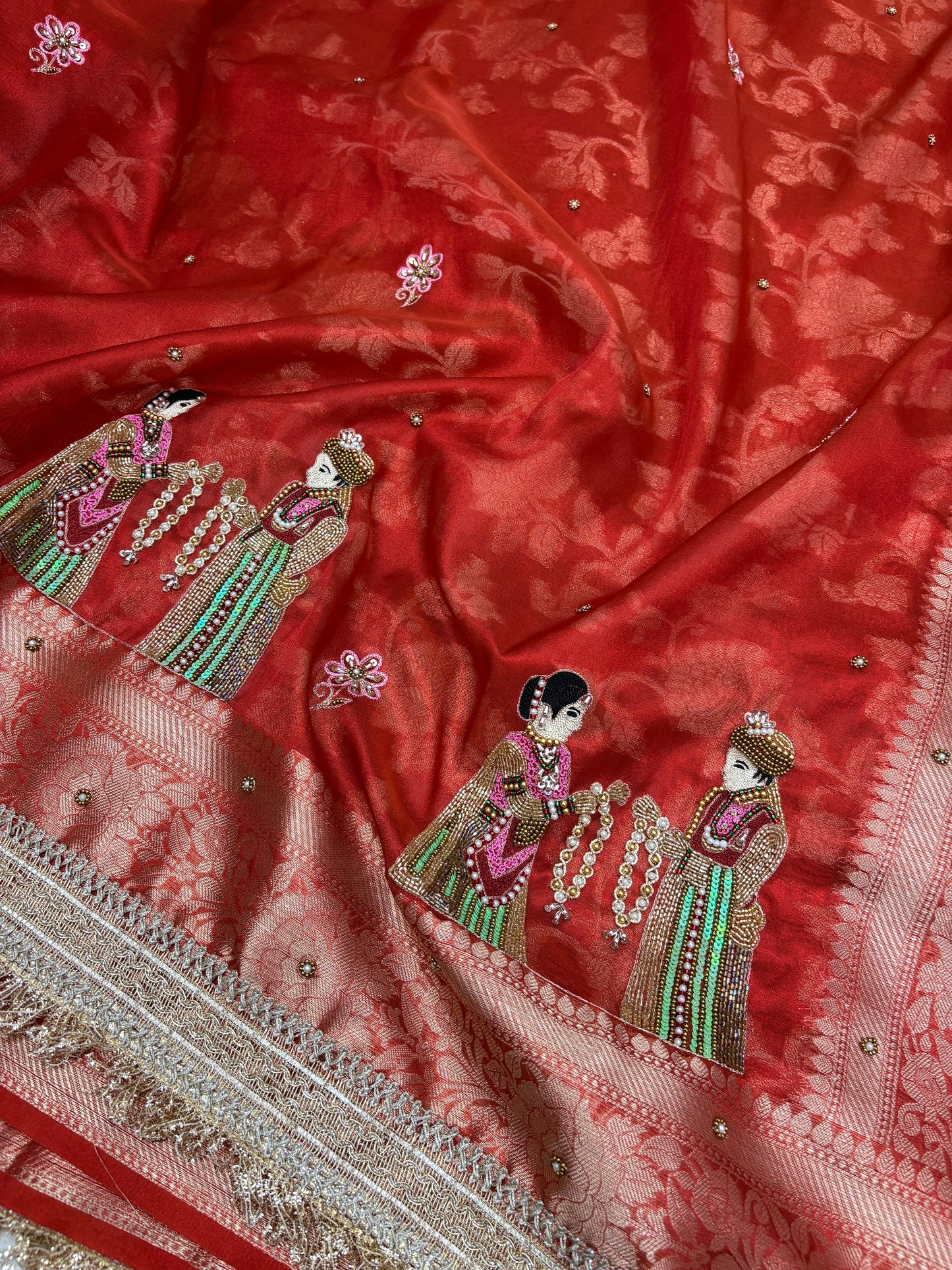 Banarasi Tissue Saree with Varmala Zardozi Handwork (T9)