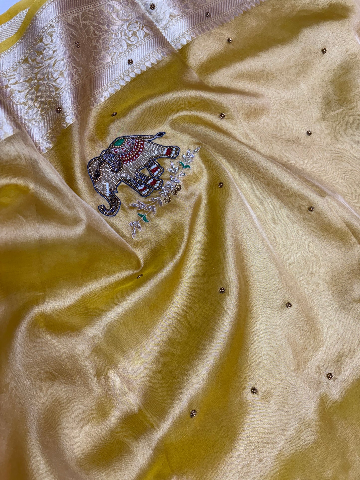Yellow Gajraj Maharani Banarasi Tissue Saree