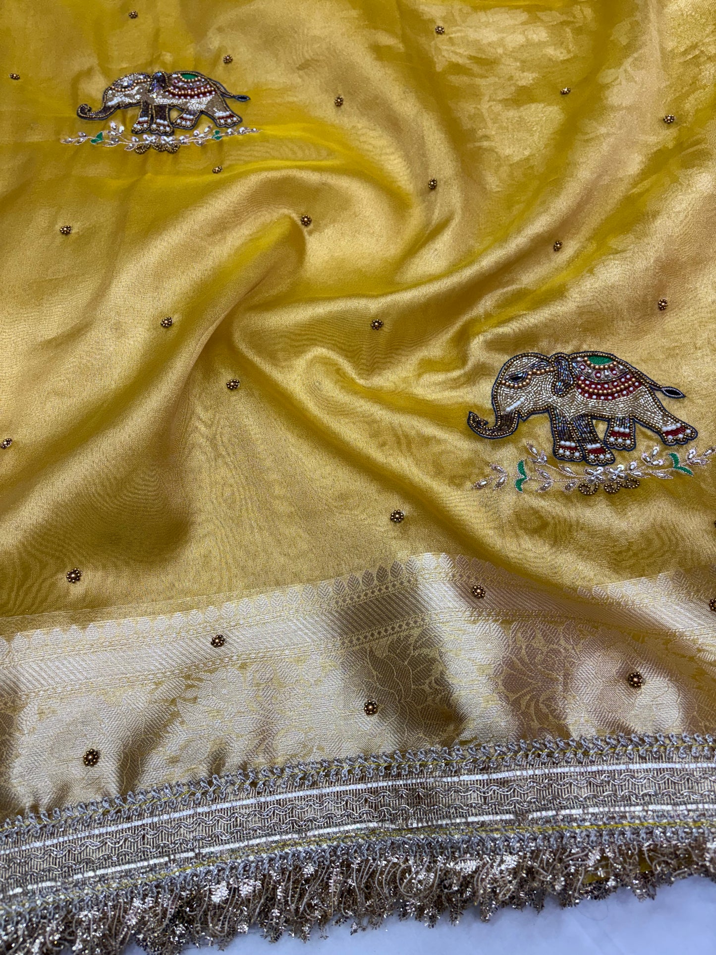 Yellow Gajraj Maharani Banarasi Tissue Saree