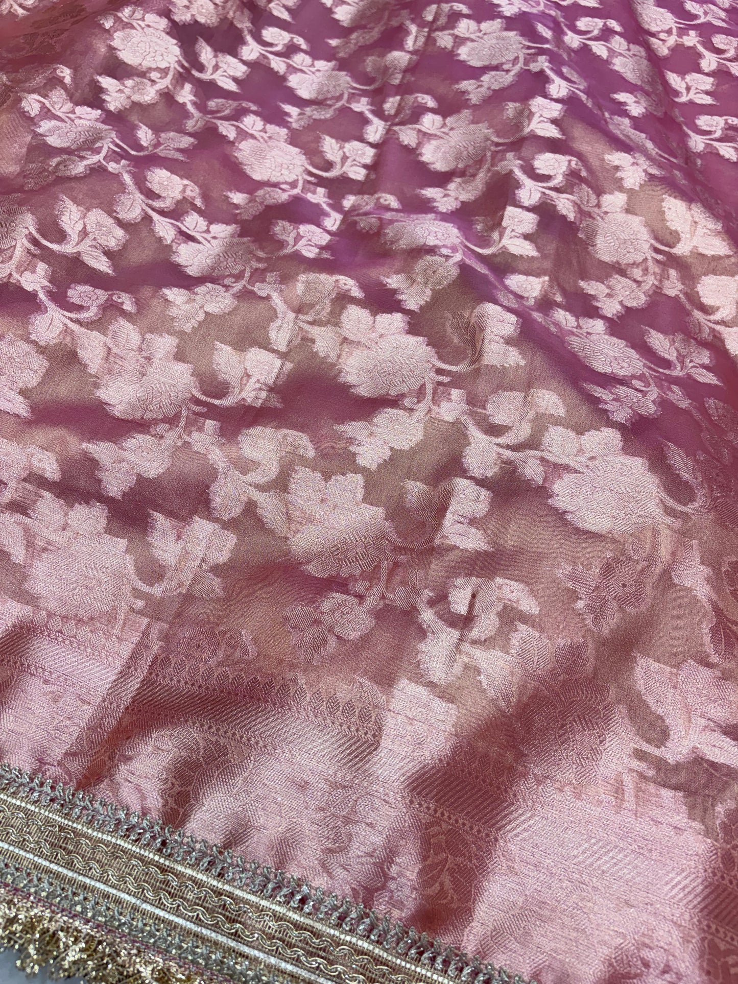 Banarasi Tissue Saree in Blush Pink with Zardozi Kalash Work (T12)
